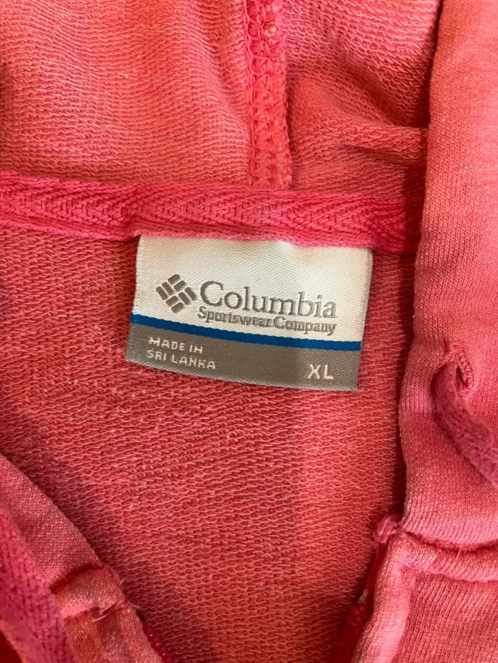 Columbia Womens XL Pink Full Zip Hoodie Jacket Tonal Print Pockets Outdoor